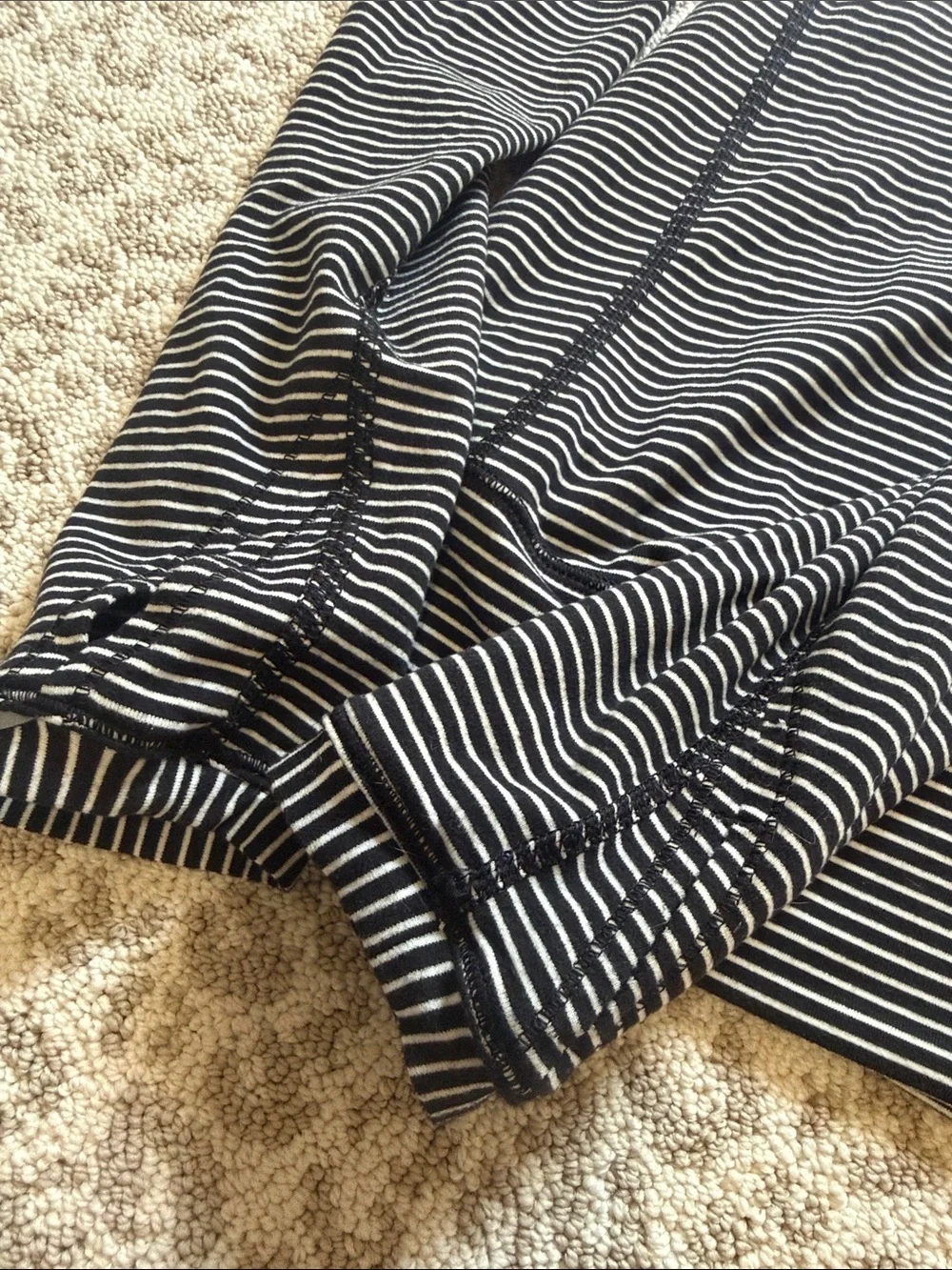 lululemon athletica Black and White Striped Long-Sleeve Tee